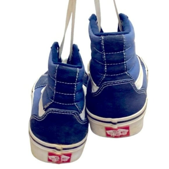 Vans Filmore SK8 Hi Top Suede Canvas Navy Blue sneaker skater shoe like new 9.5 - Picture 5 of 12